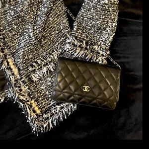 Chanel Lambskin Quilted Wallet On Chain Black with Silver hardware PRELOVED